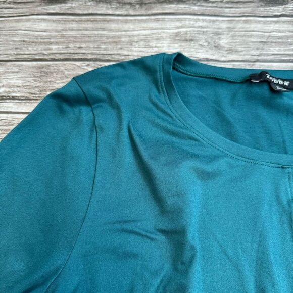 Zobha Women's Twist Front Long Sleeve Athletic Tee T Shirt Dark Teal L LG Large - Picture 6 of 13